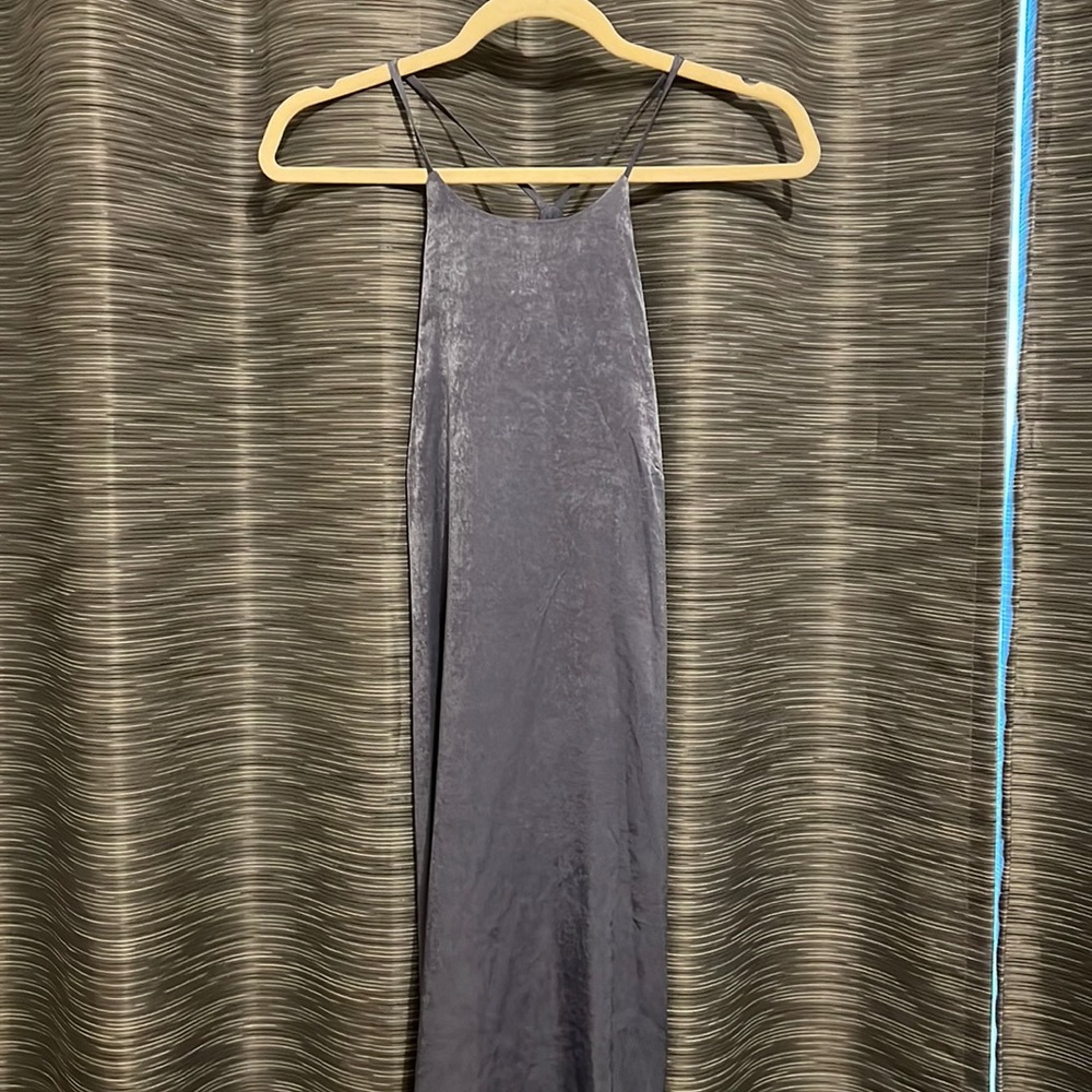 Grey blue silk dress, never worn, brand new